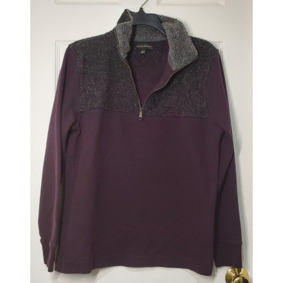 Banana Republic Sweaters - Banana Republic Women’s Half Zip Pullover Sweater L Purple Gray Textured Collar